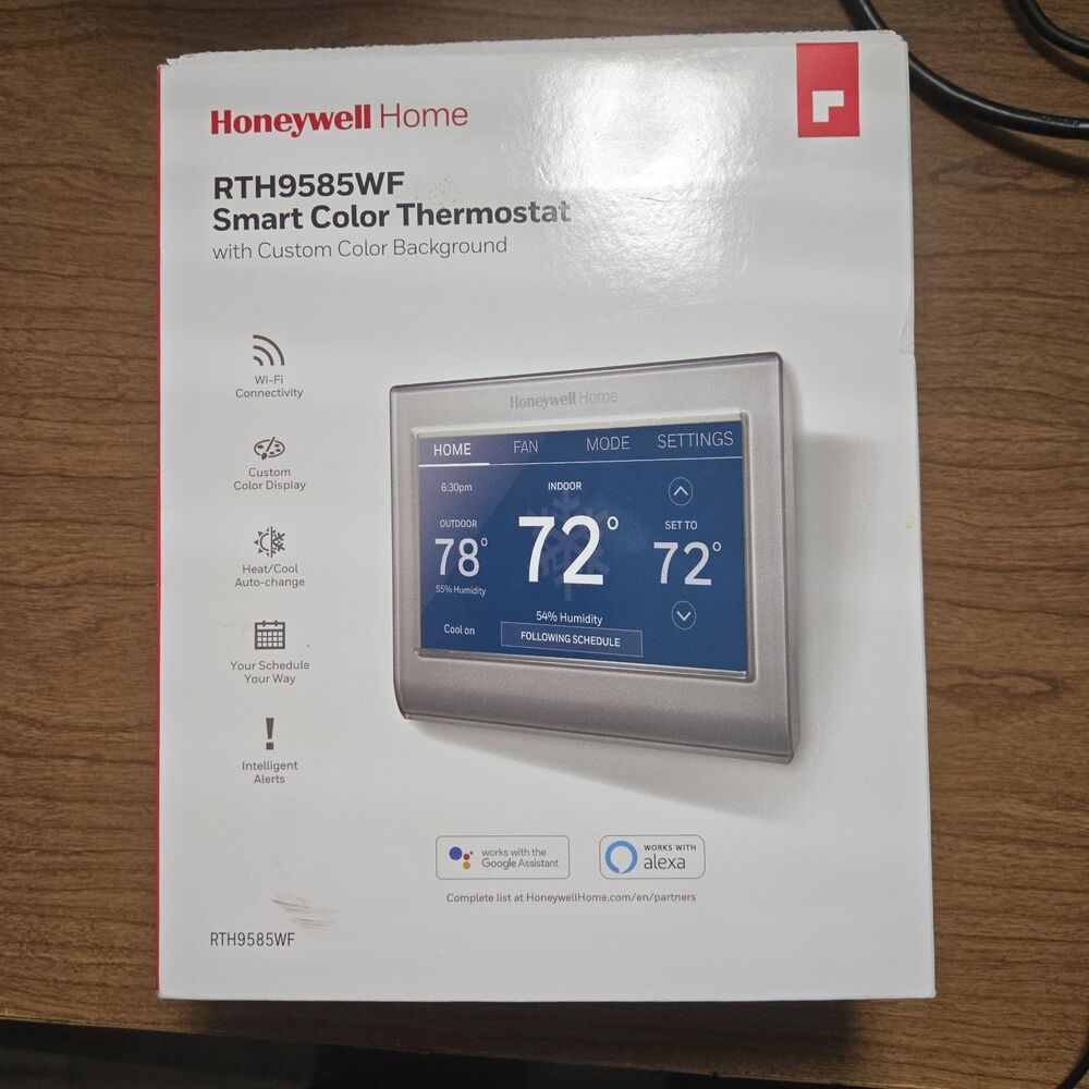 Honeywell Home RTH9585WF1004 Wi-Fi Smart Thermostat Silver w/ Hardware & Manuals